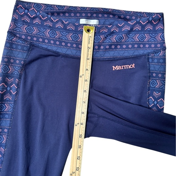 Marmot Meghan Navy and Pink Fair Isle Geometric Pattern Leggings, Size Small - Picture 6 of 6